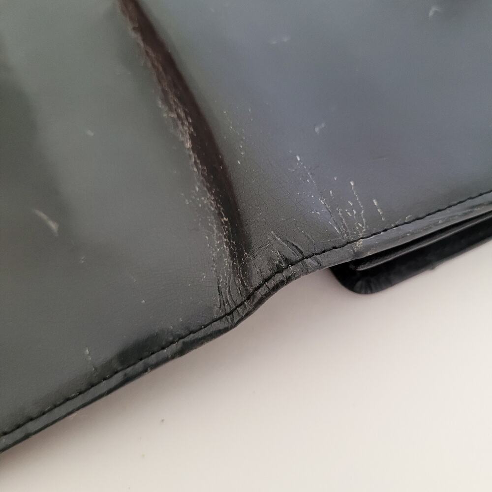 Yves Saint Laurent YSL Vintage Long Large Leather Wallet Black Logo Bifold Retro - Picture 9 of 12